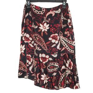 Vintage INC Skirt Silk Floral Asymmetrical Whimsigoth Dark Academia Black Red 2
